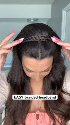 EASY braided headband hair tutorial #braidhairstyle #headband #hairtutorial Hair Braid Headband Tutorial, Braided Hair Band, Braided Headband Hairstyles, Headband Braid Hairstyles, Braid Headband Tutorial, Hairstyles With Headbands, Dutch Braid Headband, Second Day Hair