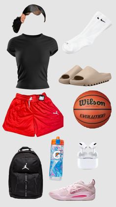 Basketball Game Outfit Women, White Nike Socks, Casual Sporty Outfits, Uconn Womens Basketball, Basketball Bag, Fitness Wear Outfits, Cute Gym Outfits, Basketball Clothes