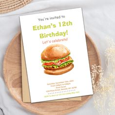 a birthday card with a burger on it