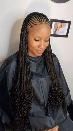 Long Fulani Braids Hairstyles, Two Layer Feed In Braids, Braids Inspiration, Cornrow Hairstyle, Cornrows With Box Braids, Latest Braided Hairstyles, Latest Hair Braids, Cornrows Natural Hair, Cornrows Braids For Black Women