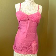 New Pink Silky Top From Bebe Lace Cup Cami Pink Fitted Feminine Camisole, Fitted Pink Camisole For Daywear, Silky Top, 2000s Clothes, Fancy Dresses, Womens Tops, Lace, Dresses, Pink