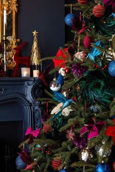 a decorated christmas tree with ornaments on it