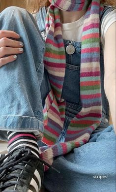 Colorful Comfy Outfits, Striped Crochet Scarf, Stripes Aesthetic, Her Drawing, School Homework, Funky Outfits, Fall Fits, Winter Fits, Swaggy Outfits