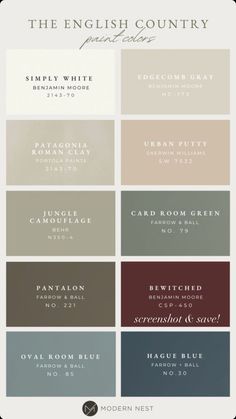 the english country paint color scheme