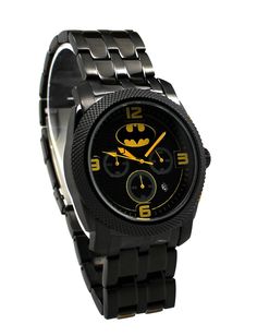 In celebration of the 75th year anniversary of Batman - this watch inspired by the classic black and yellow Batman logo. Limited edition of only 500 pieces world-wide. I'm Batman, is what you will feel like wearing this classic, well designed, and quality time-piece with full function chronograph functionality. This watch uses a VD53 Japan movement. Limited edition with each unique number etched on the caseback. Batman logo is etched on the crown and also on the clasp on the band. A true quality Batman Gear, Duck Things, Batman Watch, Batman Necklace, All Batmans, Batman Merchandise, Batman Collectibles, I'm Batman, Nike Fashion Shoes