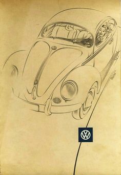 an old drawing of a vw bug