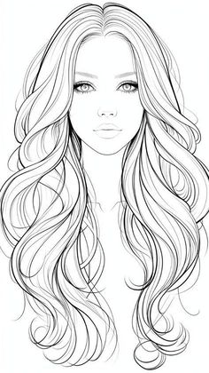 a drawing of a woman's face with long hair