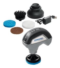 the dremel power scruber is set up with its attachments and accessories