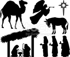 christmas nativity silhouettes with the birth of jesus