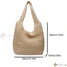 Bird in Bag - Stylish, Versatile Straw Bag with Ample Space, Dual Handles, and Lightweight Design Ideal for Teen Girls, Women, and College Students - Perfect for College, School, Outdoors, and Travel - Ideal Companion for Summer Beach Getaways, Outdoor Activities, and Holidays Eco-friendly Handmade Hobo Bag For Summer, Summer Beach Season Hobo Bag, Beige Woven Hobo Bag, Everyday Beach Season Hobo Bag, Handmade Casual Summer Hobo Bag, Handmade Casual Hobo Bag For Summer, Casual Handmade Summer Hobo Bag, Casual Beige Handmade Hobo Bag, Eco-friendly Bucket Hobo Bag