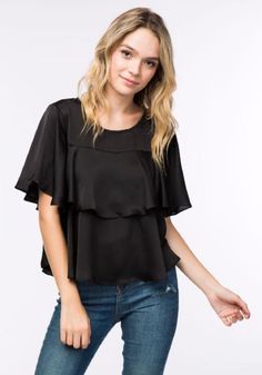 Flutter sleeve top with flounce detail. #zaastyle #love #fashion #womensfashion #womenswear #style #shirt #top Flutter Sleeve Top, Love Fashion, Style Shirt, Shirt Top, Flutter Sleeve, Open Shoulder, Shoulder Top, Open Shoulder Tops, Sleeve Top