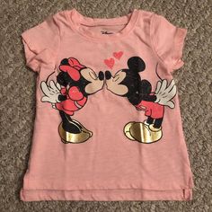 ** Bundle 4 Items With A And Offer $20 To Save! ** Adorable Baby Girl Jumping Beans Light Pink Short-Sleeve T-Shirt With Minnie And Mickey Mouse Kissing, Size 12 Months. New Without Tags, Never Worn. From Smoke-Free And Pet-Free Home. Minnie And Mickey, Light Pink Shorts, Jumping Beans, Adorable Baby, Pink Shorts, 4 20, Kids Shirts, 12 Months, Shirts Tops