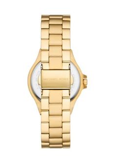 Introducing, Michael Kors' new Mini-Lennox. Featuring a pav top ring with screw detailing, this gold-tone stainless steel watch is bound to be the new staple of your wardrobe this season. | Michael Kors Women's Gold Tone Stainless Steel Mini Lennox Three Hand Watch Gold Metal Watch Accessories With Metal Dial, Gold Metal Watch With Polished Finish, Gold Metal Watches With Polished Finish, Michael Kors Gold Watch With Metal Dial, Modern Michael Kors Gold Jewelry, Gold Metal Watch Accessories With Solid Link Construction, Modern Michael Kors Jewelry With Round Dial, Michael Kors Gold Watches For Formal Occasions, Michael Kors Gold Analog Watch