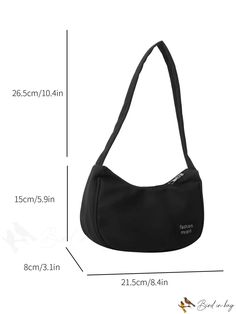 BirdinBag - Versatile Solid One Shoulder Underarm Handbag for Stylish Women Portable Shoulder Bag For Daily Use, Trendy Canvas Shoulder Bag For Daily Use, Trendy Shoulder Bag For Daily Life, Trendy Black Portable Canvas Bag, Portable Satchel Baguette Bag For Daily Use, Everyday Portable Shoulder Bag, Trendy Portable Softback Shoulder Bag, School Handheld Baguette Bag With Zipper, Everyday Portable Softback Shoulder Bag