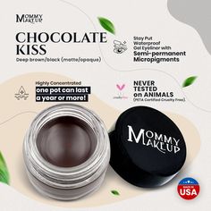 Stay Put Waterproof Gel Eyeliner with semi-permanent micropigments - Chocolate Kiss – Mommy Makeup Best Waterproof Eyeliner, Late Evening, Kisses Chocolate, Into The Night, Gold Flecks, Black Orchid, Blue Angels