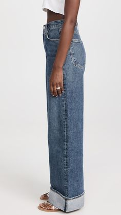 AGOLDE Dame High Rise Wide Leg Jeans | Shopbop Modern Flare Jeans With Straight Hem, Classic Dark Wash Wide Leg Flare Jeans, Wide Leg Rigid Denim Cropped Jeans For Work, Modern Cropped Leg Denim Blue Flare Jeans, Classic High Rise Wide Leg Pants, Modern Wide Leg Cropped Jeans, Modern Denim Bottoms With Straight Hem, Modern Medium Wash Bottoms With Straight Hem, Everyday Wide Leg Cropped Jeans In Denim Blue