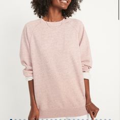 Oversized French Terry Tunic Sweatshirt For Women Size Xs Color Heather Pink Womens T Shirt Dress, Linen Tops, Pink Clothes, Black Puffer Vest, Winter Capsule Wardrobe, Flamingo Pink, Tunic Sweatshirt, Sweatshirt For Women, Sequin Tank Tops