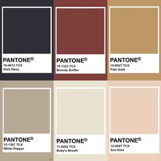 pantone's color swatches with the names and colors for each one in them