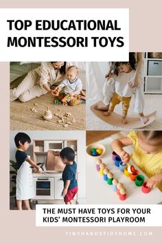 A collage of Montessori toy ideas. The text over the image reads, "Top educational Montessori toys". Learning Toys For Toddlers, Toys For Toddlers, Montessori Toys, Learning Toys, Educational Toys, Wooden Toys