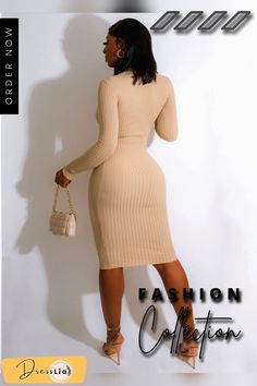 Fall Long Sleeve Bodycon Cut Out Knitted Dresses Knitted Dresses, Color Pick, Bodycon Midi, Long Sleeve Bodycon, Cutout Dress, Knit Fashion, Midi Dress Bodycon, Midi Dresses, 1 Million