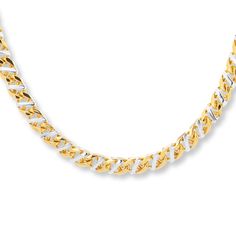 This bold men's necklace features a 10K yellow gold mariner link chain secured with a lobster clasp. The necklace measures 22 inches in length. White Cuban Link Necklace, White Figaro Chain Link Necklace, White Cuban Link Necklaces With Gold Chain, Jewelry Education, Jewelry Advice, Bold Necklace, Jared The Galleria Of Jewelry, Men's Necklace, Link Necklace