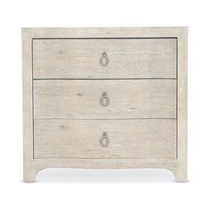 a white wooden dresser with two drawers