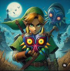 the legend of zelda is holding a mask