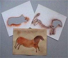 three pictures of different animals are shown on the table top, including one horse and two antelope