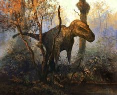 an image of a dinosaur in the woods