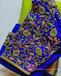 Blouse Design Aari Work, Magam Work Designs, Mirror Work Blouse Design, Reception Look