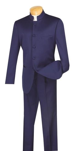 Vinci Men's 2 Piece Nehru Suit - 5 Button Fashion Style Elegant Nehru Jacket With Buttons, Classic Fitted Bandhgala With Button Closure, Classic Fitted Bandhgala With Buttons, Classic Formal Nehru Jacket With Button Closure, Classic Nehru Jacket With Button Closure For Formal Occasions, Classic Nehru Jacket With Button Closure For Formal, Classic Blue Nehru Jacket For Formal Occasions, Tailored Nehru Jacket For Semi-formal Events, Tailored Semi-formal Nehru Jacket With Button Closure