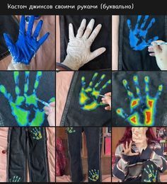 a collage of photos showing different hand prints