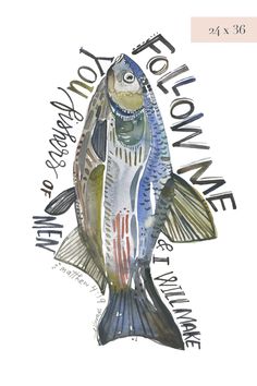 a drawing of a fish with words written on the bottom and bottom half of it