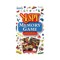 the spy memory game is shown in front of a white background with colorful objects on it