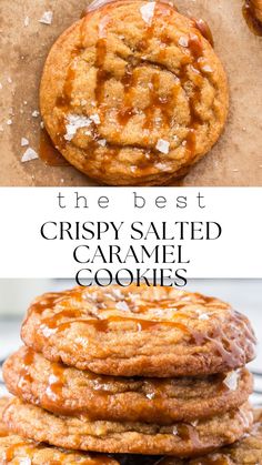 the best crispy salted caramel cookies are made with only 3 ingredients and no butter