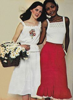 May 1977. ‘Petticoats have come out from under clothes, newly transformed into delicate summer looks.’ 1970s Outfits, 1970s Summer, Just Seventeen, Decades Fashion, Fashion 1970s, 60s 70s Fashion, 60s And 70s Fashion