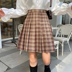 🌷 If you are looking at some special skirts, CutieKill is definitely a nice choice for you. Since 2016, we focus on selling various skirts in different design, inclusive sizes, good quality, great customer service. 🤎 Retro coffee plaid skirt is classic pleated skirt. We made the color combined with light and dark coffee by plaids in different size. It is not a dull color anymore. You can match with a blouse, t-shirt or jumper as our models. We received many requests for larger size, so this ti Preppy Pleated Plaid Tennis Skirt, Preppy Pleated Mini Skirt For Fall, Preppy Pleated Tennis Skirt For Fall, Plaid Pleated Skirt For School In Fall, Brown Pleated Tennis Skirt, Fall School Pleated Tennis Skirt, Brown Pleated Mini Skirt For Fall, Brown School Skirt For Fall, Brown Skirt For School In Fall