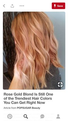 Gold Blonde Hair, Blond Rose, Rose Gold Blonde, Light Strawberry Blonde, Trendy We Fryzurach, Strawberry Blonde Highlights, Gold Hair Colors, Strawberry Blonde Hair Color, Hair Color Rose Gold