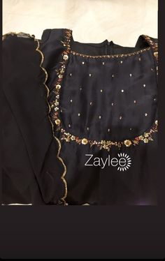 Sequence Neck Design, Black Kurti Embroidery Design, Beads Work On Kurti Neck Simple, New Hand Work Designs Kurti, Churidar Designs, Velvet Dress Designs, Cutwork Blouse Designs, Simple Kurta Designs, Embroidery On Kurtis