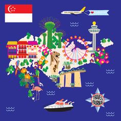 an illustrated map of the country of turkey with all its landmarks and attractions in bright colors