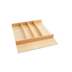 two wooden trays sitting side by side on a white background, each with different compartments