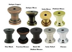 the different types of knobs and handles are shown in various colors, sizes and finishes