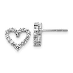 14k White Gold Diamond Heart Earrings Diamond Heart Earrings, White Gold Diamond Earrings, Gold Diamond Earrings, White Gold Earrings, Women Diamond, White Earrings, Heart Earrings Studs, Fine Jewellery Earrings, G H