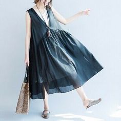 Top Seller for Lady False Two Pieces Vests Dress Sleeveless Pleated Baggy Casual Maxi Wear Long, Sweaters Dresses Oversized Sleeveless Summer Dress, Dress Gallery, Oversized Dress, Black Shirt Dress, Dress Robes, Fashion 2017, Dress Sleeveless, Types Of Fashion Styles, Vest Dress