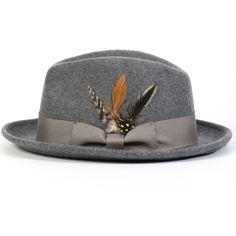 Upgrade your hat game with our Montique Grey Lightfelt 2 ½" Wide Brim Wool Felt Pinch Hat featuring a stylish feather accent. Crafted from 100% wool, this hat boasts a sophisticated pinch crown design and a classic 2 1/2" brim. Complete with a grosgrain ribbon for added charm, this hat exudes elegance and style. With no lining, it's lightweight and comfortable for all-day wear. Pinch crown design Chic feather accent Solid Color Made from 100% wool 2 1/2" brim Grosgrain ribbon No lining for light Mens Hat, Crown Design, Fancy Dinner, Casual Date, White Hat, Beautiful Hats, Wide Brimmed Hats, Wool Hat, In The Rain