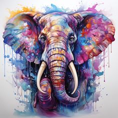 an elephant is painted in bright colors