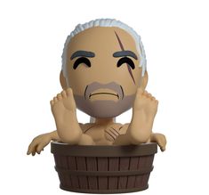 an old man is sitting in a tub with his hands on his head and eyes closed