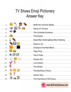 the tv shows emoj dictionary answer key