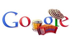 the google logo is shown with hats and accordions