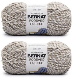 two skeins of yarn with the words bernat forever written on each ball